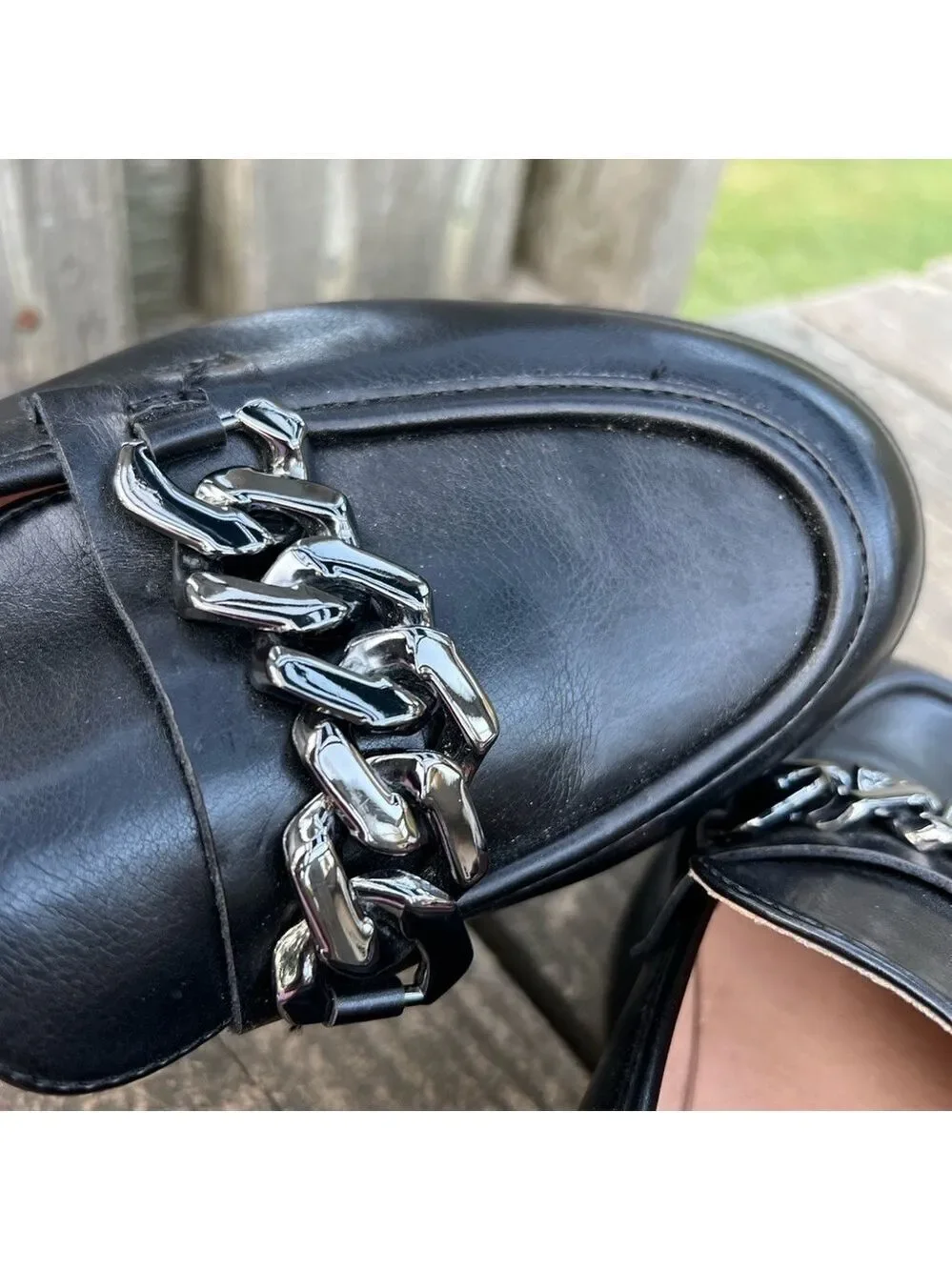 Limelight 90s Y2K Chunky Heel Lug Sole Faux Leather Slip-On Loafers Shoes 10
